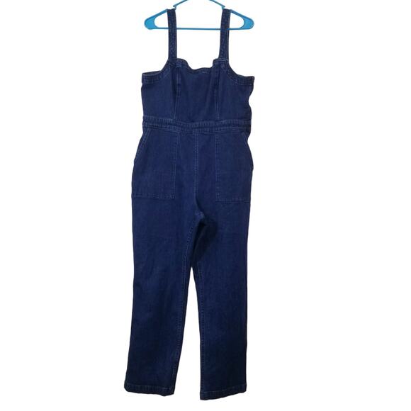 J. Crew Jeans Overall Dark Wash Denim Blue Jumpsuit - Picture 1 of 13